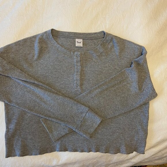 TNA  Waffle Longsleeve  waffle crewneck henley - Picture 3 of 6